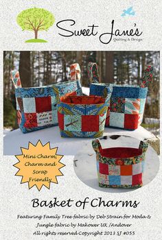 the basket of charms pattern is shown in three different colors