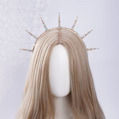 👑 Product Description:  -- Appearance: Gold / Silver Halo Crown Color Diamond Wedding Bridal Halo Headband Halo Headpiece Princess Goddess Sun Bride Tiara Ren Faire Head Piece For Women This headband is made from durable and sturdy zinc alloy material, which securely attaches to the band, providing a lightweight and pressure-free wearing experience. The crown features a spiked halo design, emphasizing the radiant brilliance of the sun. Each colorful rhinestone has been carefully selected and hand-applied, adding a touch of elegance and sparkle. Wearing this sparkling crown, coupled with a gorgeous gown, standing in the crowd, you are so radiant and eye-catching. -- Adjustable size: One size suitable for adults and kids, ideal for adults.  -- Comfortable to wear: Halo crown is convenient a Headband Halo, Gold Halo Crown, Halo Headpiece, Bridal Halo, Halo Crown, Halo Headband, Bride Tiara, Halo Design, Head Piece