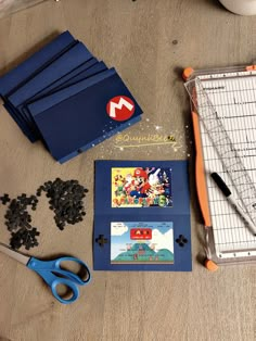 the supplies needed to make this mario kart craft are laid out on the floor