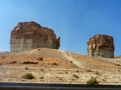 some very big rock formations in the desert