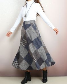 * A boho wool skirt, mid-calf length and fully lined. * Fixed waist on the front and elastic waist on the back, side zipper closure.. * Materials: 30% wool, 70% polyester; lining- 100% polyester Shop sizing chart FYI ( actual body figures, not laying flat clothes measurements) Size XS (US 2, UK 6, German 32, French 34) Bust: fits bust around 33.5 inches/85cm Waist: fits waist around 26 inches/66cm Hips: fits hips around 36 inches/91cm Size S (US 6, UK 10, German 36, French 38) Bust: fits bust ar Winter Midi Maxi Skirt In Relaxed Fit, Bohemian Lined Maxi Skirt For Fall, Fall Flowy Maxi Skirt, Flowy Maxi Skirt For Fall, Flowy Long Maxi Skirt For Fall, Fall Patchwork Long Skirt, Lined Long Maxi Skirt For Fall, Flowy Maxi Skirt For Winter, Fall Bohemian Flared Skirt