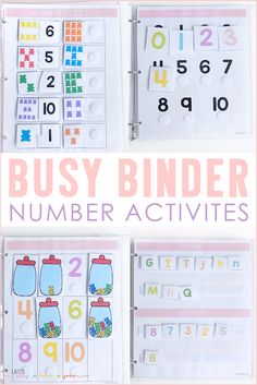 the busy binder number activities are great for toddlers to practice numbers and counting