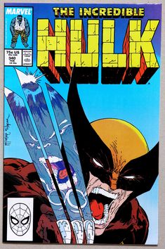 the incredible hulk comic book cover with an image of wolverine holding his skis in front of him