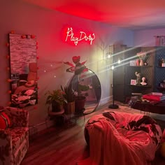 Play Dirty Neon Sign Future Apartment Decor, Neon Sign Bedroom, Apartment Decor Inspiration, Room Idea, Dream Room Inspiration, Decoration Inspiration, Room Makeover Inspiration, Alam Yang Indah, Room Inspiration Bedroom