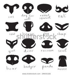 an image of different types of alien masks and their names in black on white background