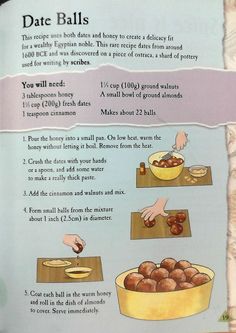 the instructions for how to make date balls