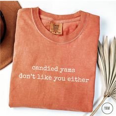 This cute, funny Thanksgiving Comfort Colors® shirt is perfect for family reunion dinners or for a Thanksgiving gift for any picky eater with a dry sense of humor! GET YOURS NOW ♡ Want to see more funny Thanksgiving shirts? Click here to go to the Thanksgiving section of the shop: https://www.etsy.com/shop/LAGUNAGEAR?ref=seller-platform-mcnav&search_query=thanksgiving P R O D U C T∙ D E T A I L S   *  Brand:  Comfort Colors   *  Fabric:  100% ring-spun cotton.  Medium weight   *  Fit:  Relaxed fit.  Runs large   *  Your shirts are carefully made with attention to small details ♡     C A R E  ∙ I N S T R U C T I O N S   *  Turn inside out.  Cold water wash with like colors only *  Mild detergent.  Do not bleach *  Do not iron design area *  Do not dry clean     H O W ∙ T O ∙ O R D E R   * Funny Orange T-shirt With Letter Print, Orange Funny T-shirt With Letter Print, Funny Orange Crew Neck Top, Casual Tops With Funny Print For Father's Day, November Shirts, Dry Sense Of Humor, Thanksgiving Projects, Funny Thanksgiving Shirts, Iron Design