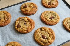 chocolate chip cookies on a baking sheet ready to be baked