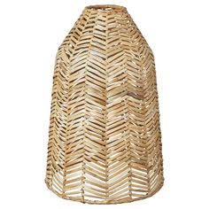 a large wicker lamp shade on a white background