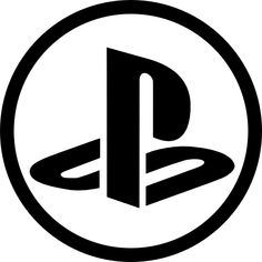 the playstation logo in a black and white circle