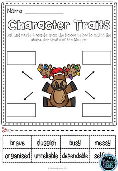 a christmas themed worksheet with reindeers on it