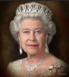 the queen of england is depicted in this digital painting