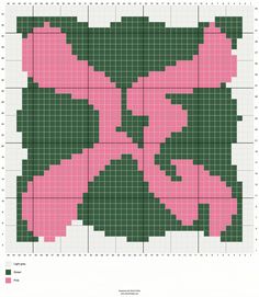 a cross stitch pattern with pink and green flowers on the bottom, in squares that look like rectangles