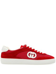 cardinal red/white suede trim panelled design mesh panelling front lace-up fastening branded heel counter rubberised logo detail signature Interlocking G logo rubber sole branded leather insole rubber sole We've partnered with Good On You — an independent agency that rates how brands perform in relation to their impact on the planet, people and animals, with a multi-criteria rating simplified to a five points scale. In order to be awarded our conscious label, larger brands need to score a minimu Aviator Watch, G Logo, Balenciaga Track, Planet People, Office Bag, Balenciaga Triple S, Custom Watch, Summer Beach Wear, Derby Shoes