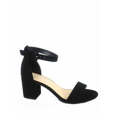 Open Toe Chunky Heel Buckle Heel High 2.25 Inch with 0.15 Inch Platform Size: 7.5.  Color: Black.  Gender: female.  Age Group: adult. Low Chunky Heels, Shoe Cake, Heels Dress, Ankle Strap High Heels, Buckled Heels, Buckle Sandals, Silver Shoes, Dress Sandals, Dress And Heels