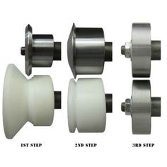 four different types of rollers are shown in this image, and each one has an end step