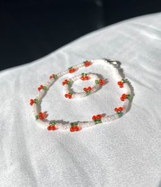 Handmade Cherry Beaded Ring and Bracelet Set!! 🍒 Can be worn comfortably in any season and looks beautiful in the sunlight. Cherry Rings, Summer Bracelet Jewelry With Spacer Beads, Summer Bracelet With Spacer Beads, Summer Spacer Beads Bracelet Jewelry, Colorful Beaded Summer Bracelet, Lisa Blackpink Instagram, Black Cherry, Diy Bracelets Patterns, Bracelets Handmade Beaded