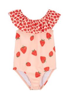 Take her to the beach or pool in super sweet style with this strawberry-printed swimsuit from Carter's. | Carter's Toddler Girls Strawberry One Piece Swimsuit, 3T Swimwear Girls, Sweet Style, Super Sweet, Toddler Girls, Toddler Outfits, One Piece Swimsuit, Toddler Girl, The Beach, One Piece