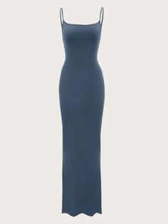 Solid Cami Lounge Dress Blue Close Fitting Dress, Blue Dress Simple, Maxi Dress Outfit Casual, Long Casual Dresses, Casual Dresses Long, Lounge Dresses, Dress Png, Marine Uniform, Dress Sleeve Length