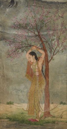 abandoned lady Indian Miniature Paintings, Indian Miniature, Mughal Paintings, Persian Miniature, Indian Art Gallery, Pichwai Paintings, Mughal Art, Miniature Paintings