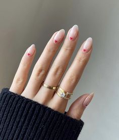 Minimal Nails Art, Heart Nail Designs, February Nails, Subtle Nails, Heart Nail Art, School Nails, Neutral Nails