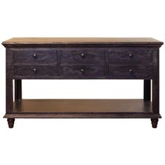 a wooden table with two drawers on top and one shelf below the drawer, against a white background