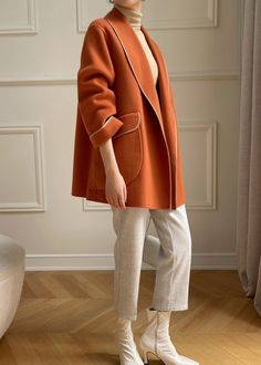 This gorgeous women's jacket is made from a sumptuous wool blend, with a stylish shawl collar and a fabulous shade of orange. An elegant piece to add a luxurious finish to any look. Shawl collar Open front Long sleeves It comes with a leather belt 10% wool, 90% polyester No lined Dry clean Women's outerwear Item #3103141 Size info XS=US2=UK6=EU32 S=US4-6=UK8-10=EU34-36 M=US8-10=UK12-14=EU38-40 ★★ It would be helpful if you provided your height and weight so that I could assist you in choosing th Elegant Winter Cardigan With Lapel Collar, Elegant Fall Cardigan With Lapel Collar, Elegant Wool Cardigan With Lapel Collar, Tailored Elegant Winter Cardigan, Elegant Tailored Winter Cardigan, Elegant Tailored Cardigan For Winter, Elegant Formal Cardigan With Lapel Collar, Elegant Winter Cardigan, Elegant Single Breasted Cardigan With Lapel Collar