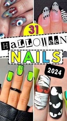 Pop Art Nails Halloween, Halloween Comic Nails, Halloween Nails Eyes, 2024 Halloween Nail Designs, Halloween Nails Designs 2024, Halloween Nails 2024 Trends, Halloween Nail Art 2024, Halloween 2024 Nails, Halloween Nail Designs Square