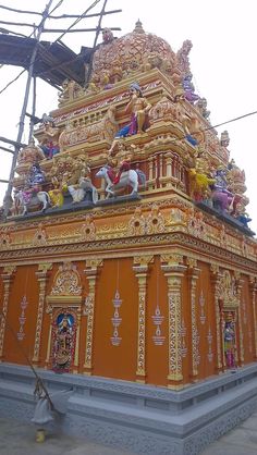 an elaborately decorated hindu temple in india