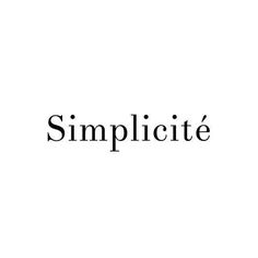 the word simplicite written in black on a white background