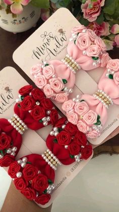 Ribbon Crafts Diy, Hair Clips Diy, Bows Diy Ribbon, Crochet Hair Accessories, Handmade Hair Bows, Fabric Flowers Diy