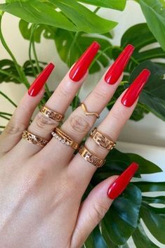 Bougie Nails, Solid Color Acrylic Nails, Piano Hands, Long Red Nails, Awesome Costumes, Birthday Nail, Red Acrylic Nails, Nails Red, Ballerina Nails