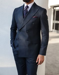 Blue Striped Suit, Groom Suit Black, Dapper Suits, Dark Blue Suit, Suits Men Business, Classy Suits