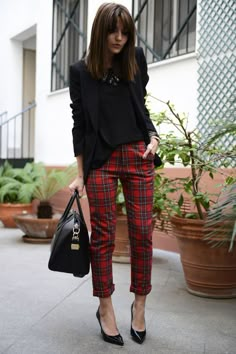 How To Style Plaid Pants, Casual Chique Stijl, Elegantes Outfit Damen, Checkered Pants