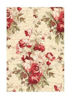 a floral wallpaper with red and white flowers