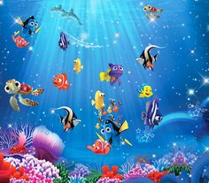 an underwater scene with many different types of fish