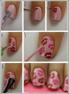 Nailart Tutorial, Valentines Nail, Valentine Nail, Valentine Nail Art, Romantic Nails, Heart Nail Art, Heart Nail