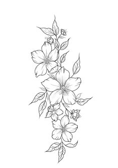 a line drawing of flowers on a white background