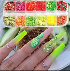 Decoration Nails, Nails Charms, Fruit Nail, Fruit Nail Art, Poly Gel, Art Nail Art, Nails Accessories, Resin Acrylic, Polymer Clay Diy