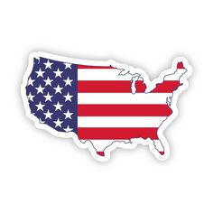 an american flag sticker on a white background