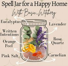 a jar filled with lots of different types of things to put in it and labeled