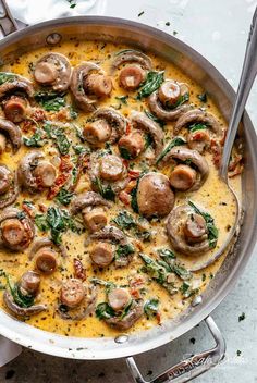 Dieabitic Recipes, Diner Food Recipes, Button Mushroom Recipes, Mixed Veggie Recipes, Katie Bevington, Tuscan Mushrooms, Recipes With Vegetables, Mushrooms And Spinach, Plats Healthy