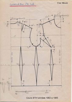 an old fashion sewing pattern from the early 1900's, with measurements and instructions