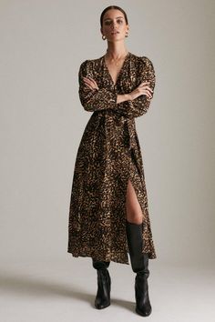 Petite Leopard Print Woven Wrap Midi Fall Dresses For Women, Hen Do Outfits, Petite Womens Clothing, Fall Wishlist, Workwear Capsule Wardrobe, Business Casual Fall, Spring Wedding Guest Dress, Midi Dress Fall, Ibiza Outfits