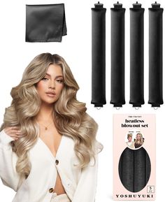 PRICES MAY VARY. GET CURLS WITHOUT HAIR DAMAGE: Traditional heated rollers hair styling accessories tools can cause damage to hair over time, but these heatless hair curlers rollers offer a healthier alternative, promoting stronger and healthier hair. Adorn yourself with a true original overnight heatless curls headband. Each hand-assembled piece overnight hair curlers wand carries its own distinct charm, reflecting the love and craftsmanship poured into its creation. HEATLESS CURLING SET FOR AL Rollers Blowout, Rollers For Long Hair, Heat Rollers, Curls Blowout, Overnight Heatless Curls, Jumbo Rollers, Heatless Curling Set, Blowout Look, Hair Curler Wand