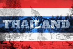 the flag of thailand with an image of a statue in the background that says thailand