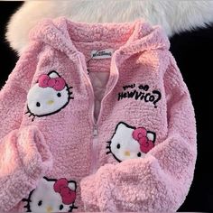 Hello Kitty Jacket, Hello Kitty Sweater, Kuromi Clothes, Kitty Videos, Sanrio Outfits, Sanrio Clothes, Kitty Sweater, Coat Streetwear, Dr Wardrobe