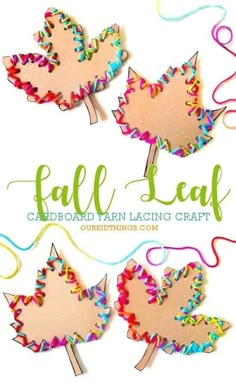 three fall leaf cut outs with sprinkles on them and the words fall leaf