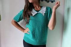 "1980s love this such a cute sweater best for small to medium womens amazing green coloring love good vintage condition cotton blend 23\"pit to pit laying flat 26\"long Thank YOU and please feel free to ask me any ?s:) Have a lovely day!! xoxo www.etsy.com/shop/retroandme" Preppy Green Tops For Fall, Green Preppy Tops For Fall, Cute Green Crew Neck Sweater, Cute Green Cotton Sweater, Green Crew Neck Cute Sweater, Retro Green Crew Neck Sweater, Retro Green Cotton Sweater, Vintage Green Knit Tops, Vintage Green Knit Sweater