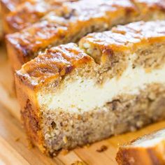 slices of banana bread on a cutting board